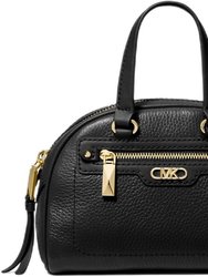 Women's Black Pebbled Leather Williamsburg Extra Small Bowling Crossbody Handbag - Black
