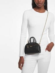 Women's Black Pebbled Leather Williamsburg Extra Small Bowling Crossbody Handbag