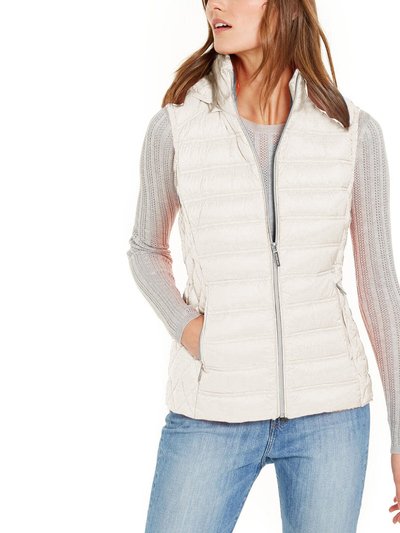 Michael Kors Women's Bone White Down Sleeveless Puffer Vest With Removable Hood product