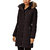 Women's Chocolate Brown 3/4 Down Puffer Coat with Hood - Brown