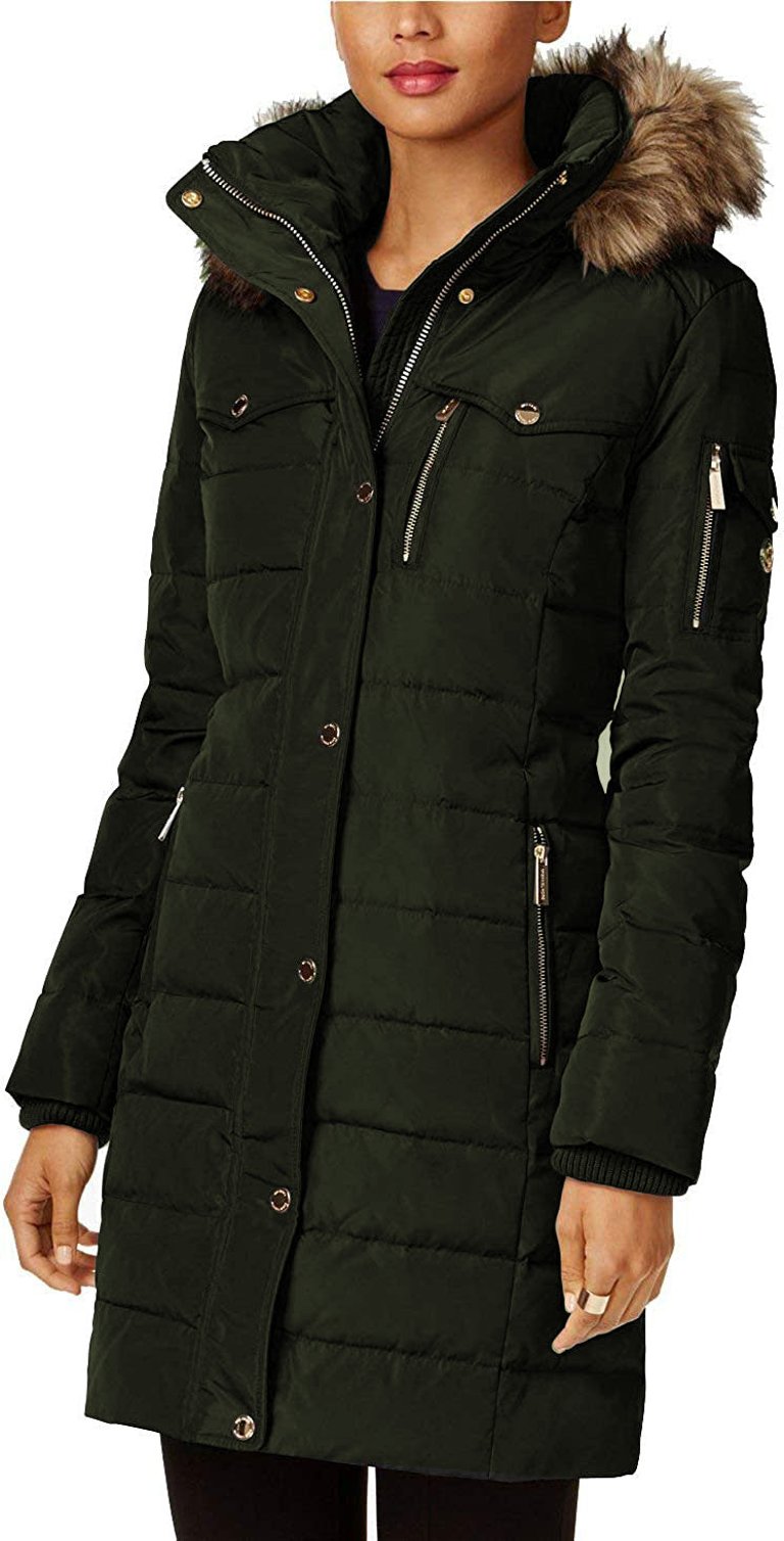 Women's Dark Moss 3/4 Down Puffer Coat - Dark Moss