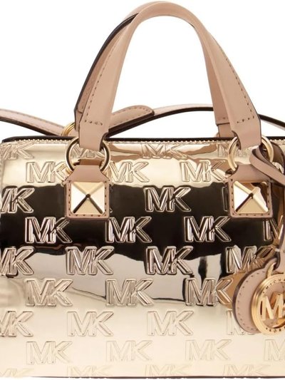 Michael Kors Women's Grayson Patent Leather Small Duffle Crossbody Handbag, Pale Gold product