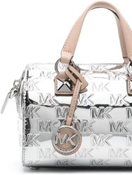 Women's Grayson Silver Small Duffle Crossbody Handbag - Silver