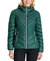 Women's Green Chevron Double Layer Zipper 3/4 Hooded Packable Coat - Green