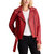 Women's Moto Leather Jacket-Scarlet - Red