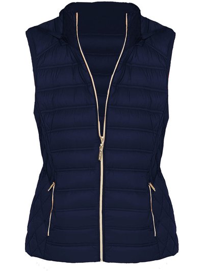 Michael Kors Women's Navy Blue Down Sleeveless Puffer Vest With Removable Hood product