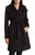 Wool Belted Wrap Solid Black Coat - Black