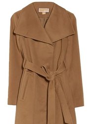 Wool Belted Wrap Solid Camel Coat