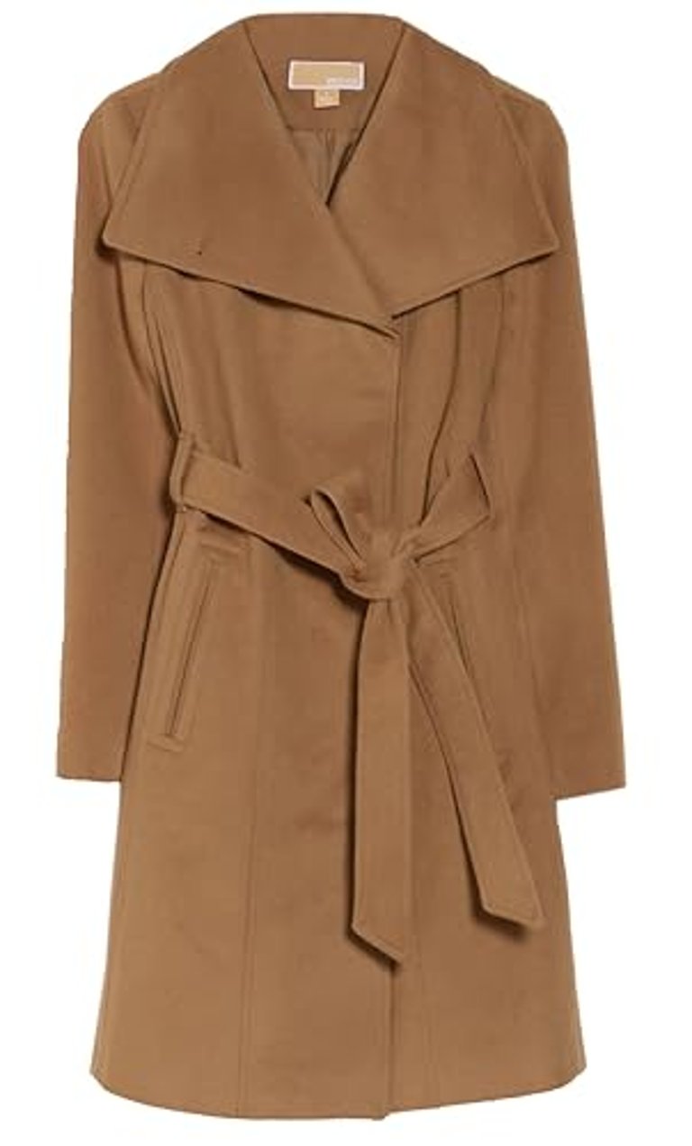 Wool Belted Wrap Solid Camel Coat