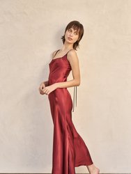 The Joni Silk Dress in Meridian Red