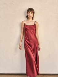 The Joni Silk Dress in Meridian Red - Meridian Red