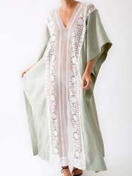 Brea Caftan with New Flower Lace in Sage - Sage