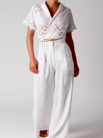 Miguelina Brooklyn Cloisters Embroidery Linen Wrap Top - Pure White product