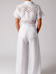 Brooklyn Cloisters Embroidery Linen Wrap Top - Pure White