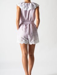 Charli Dragonfly Embroidered Romper in Lavender