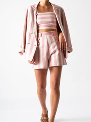 Chiara Oversized Striped Cotton Blazer - Pink Stripe