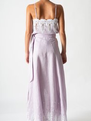 Clarice Embroidered Wrap Skirt in Lavender