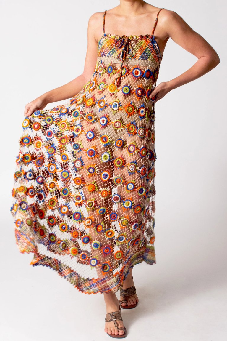 Cristiana Hand Knit Maxi Dress - Brown Multi
