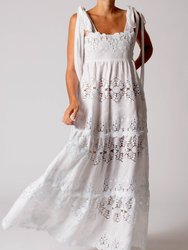 Juniper Cloisters Linen Embroidery Dress - Pure White