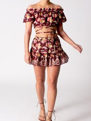 Louella Cotton Silk Wrap Crop Top - Bordeaux