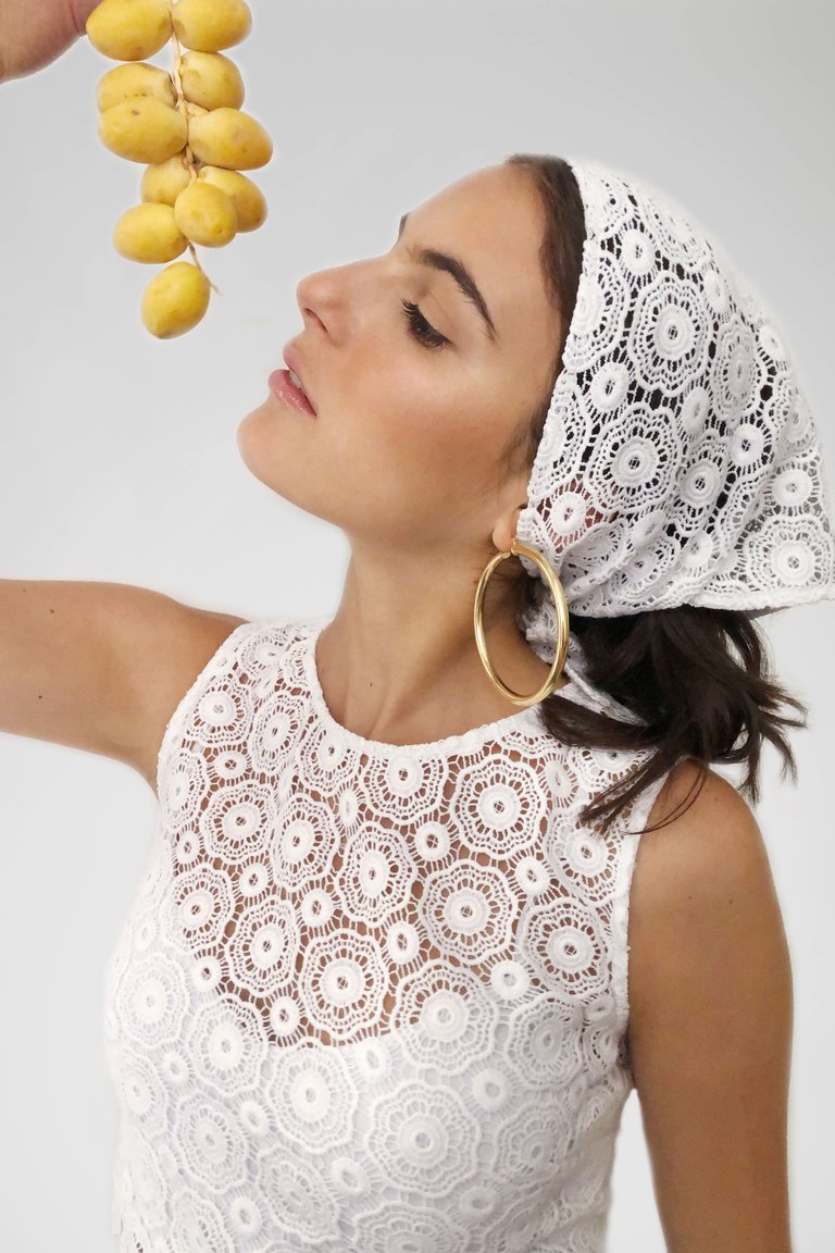 Martina Lace Headscarf - Pure White