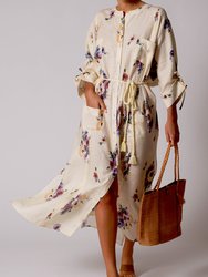 Paisley Linen Bouquet Dress - Vanilla