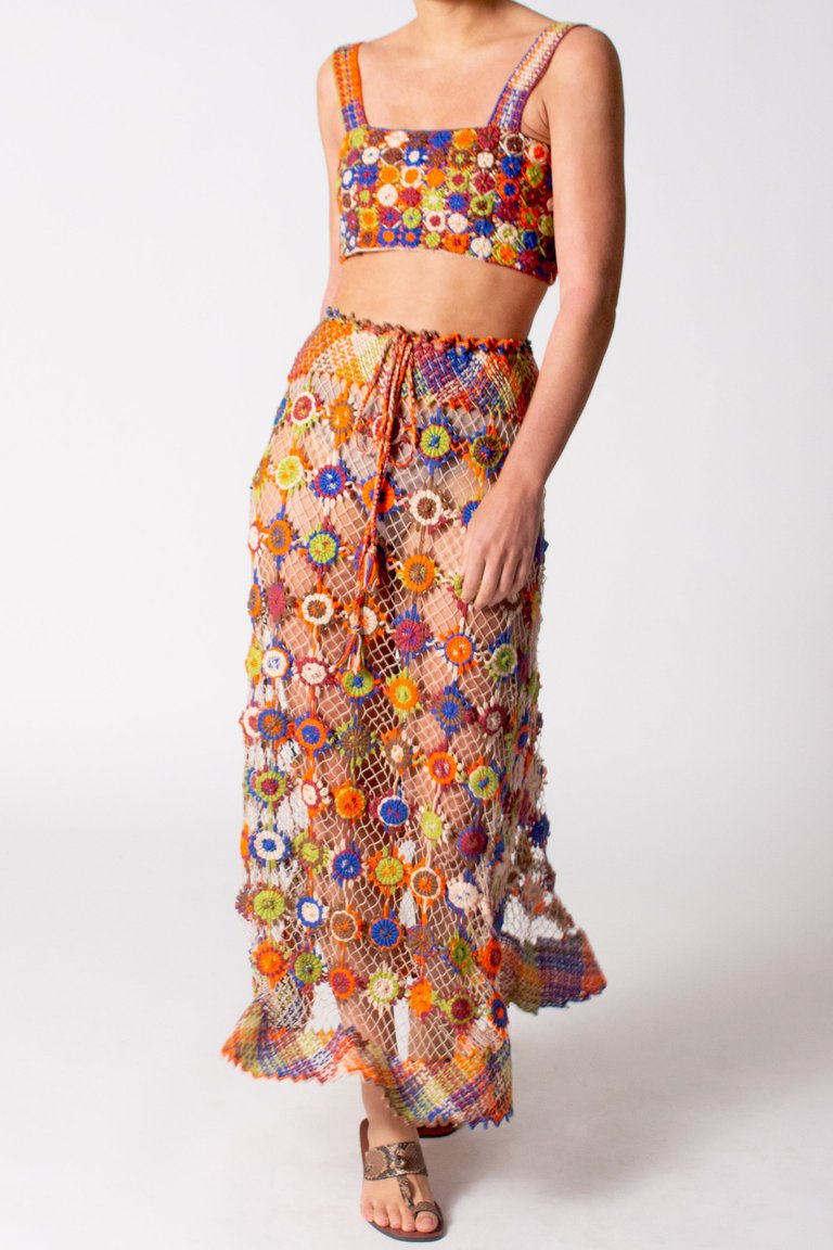 Pilar Hand Knit Maxi Skirt - Brown Multi