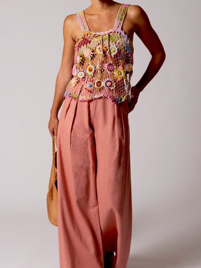 Miguelina River Pleated Linen Pants - Dusty Rose product