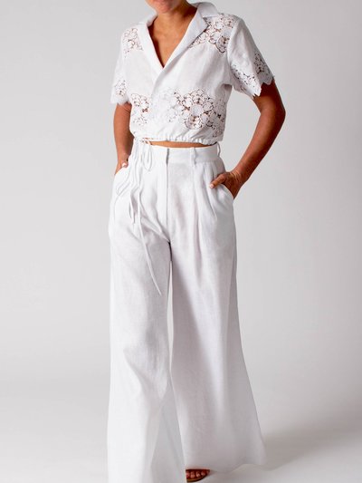 Miguelina River Pleated Linen Pants - Pure White product