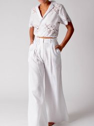 River Pleated Linen Pants - Pure White - Pure White
