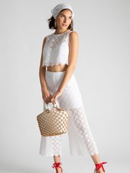 Ruby Puebla Lace Crop - Pure White