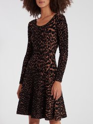 Textured Cheetah Flare Knit Dress