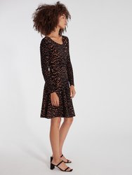 Textured Cheetah Flare Knit Dress