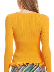 Wired Edge Ribbed Knit Pullover Sweater