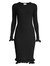 Women's Wired Edge Long Sleeve Ribbed Fitted Bodycon Dress - Black