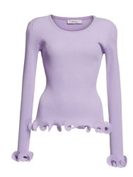 Women'S Wired Edges Ribbed Knit Pullover Sweater - Lavender