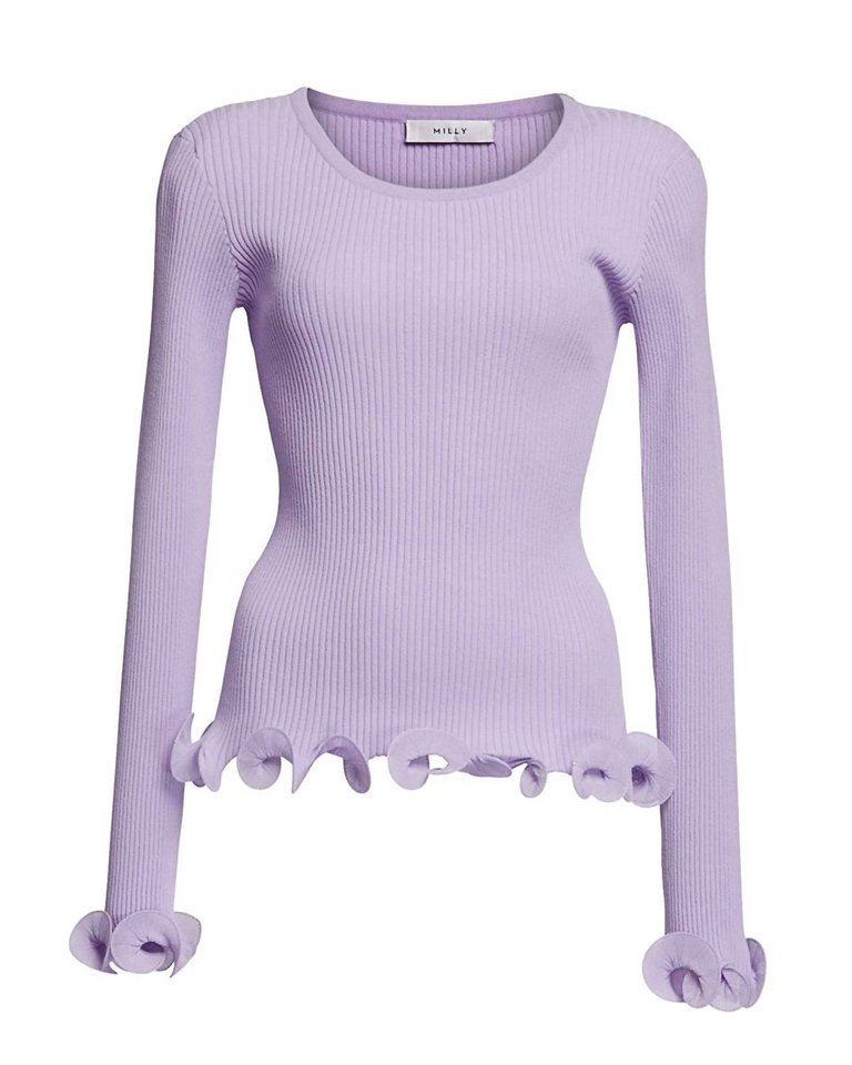 Women'S Wired Edges Ribbed Knit Pullover Sweater - Lavender