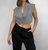 Boxy Wrap Pinstripe Vest Top In Grey