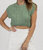 Cableknit Nora Crop Tank In Sage