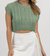 Cableknit Nora Crop Tank In Sage