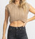 Cableknit Nora Crop Tank In Taupe