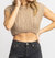 Cableknit Nora Crop Tank In Taupe - Taupe