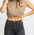 Cableknit Nora Crop Tank In Taupe