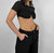 Crew Neck Cropped Underwire Tee In Black