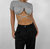 Crew Neck Cropped Underwire Tee In Grey