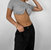 Crew Neck Cropped Underwire Tee In Grey