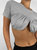 Crew Neck Cropped Underwire Tee In Grey