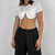 Crew Neck Cropped Underwire Tee In Ivory - Ivory