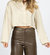 Cropped Silky Button Blouse In Champagne