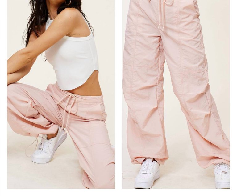 Drapy Cargo Pants In Pale Pink - Pale Pink